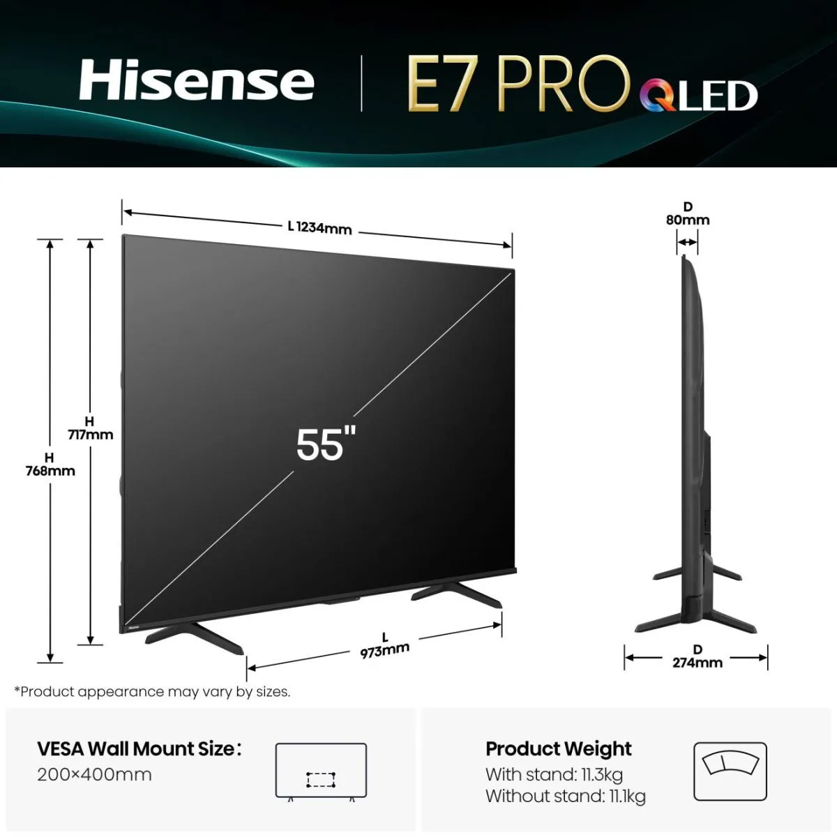 Hisense 55 '' E7Q PRO | Hi-QLED Smart TV 4K 144 Hz – Bild 2