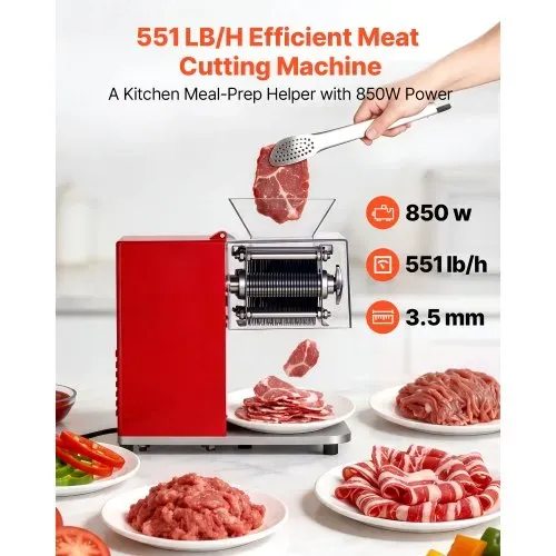 VEVOR Fleischschneidemaschine 850 W, Fleischschneider 3,5 mm Schnittstärke, Ideal zum Zerkleinern von Fleisch ohne Knochen & Weichem Gemüse, Schneidemaschine für Küche, Restaurant & Supermarkt VEVOR Fleischschneidemaschine 850 W, Fleischschneider 3,5 mm Schnittstärke, Ideal zum Zerkleinern von Fleisch ohne Knochen & Weichem Gemüse, Schneidemaschine für Küche, Restaurant & Supermarkt