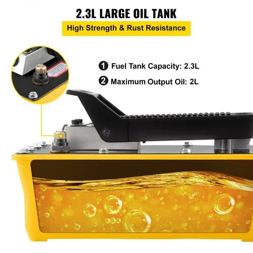 VEVOR Lufthydraulikpumpe Fußpumpe 10000 PSI, 2,3 L Hydraulikpumpe mit Schlauch und Spritzpistole, 700 kg/cm² Einstellbarer Druck und 0,7-1 Bereich für das Aufrüsten und Bewegen von schweren Maschine – Bild 5