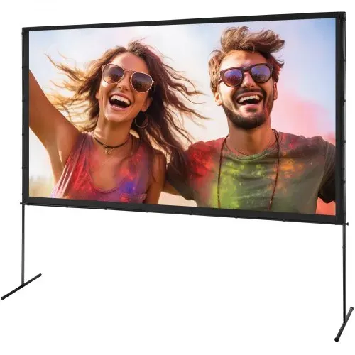 VEVOR Projektion Beamer Leinwand mit Ständer 304,8 cm HD 4K Outdoor Indoor Projektor Screen Schnelles Klappbare Tragbare Filmleinwand 16: 9 für Heimkino, Camping, Freizeitveranstaltungen usw. Schwarz – Bild 8