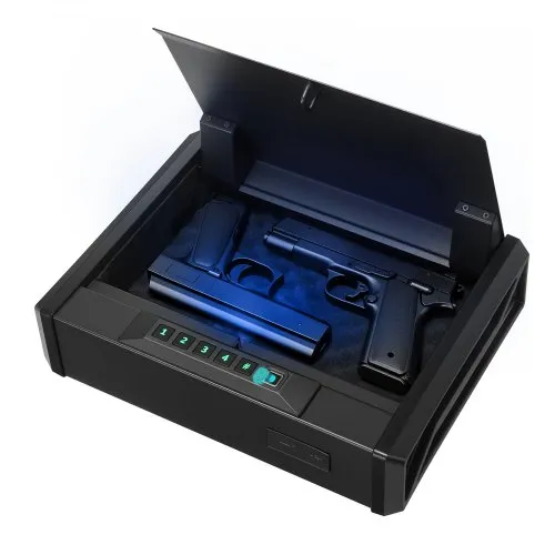 VEVOR Waffentresor Pistolentresor mit Fingerabdruck/Passwort (vierstelliger Code)/Schlüssel, Waffensafe Waffenkofferbox mit Beleuchtung für 2 Pistole & 2 Magazine, 360 x 275 x 90 mm Waffenbox VEVOR Waffentresor Pistolentresor mit Fingerabdruck/Passwort (vierstelliger Code)/Schlüssel, Waffensafe Waffenkofferbox mit Beleuchtung für 2 Pistole & 2 Magazine, 360 x 275 x 90 mm Waffenbox