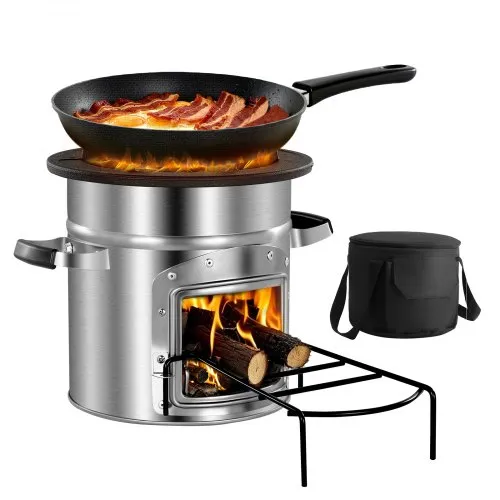 VEVOR Raketenofen, BBQ Rakete Holzofen mit Tragetasche, Edelstahl, Einzeltür, zum Verbrennen von Zweigen, Stöcken oder Holzkohle zum Outdoor Kochen, Camping Outdoor-Campingkocher, Campinggrill VEVOR Raketenofen, BBQ Rakete Holzofen mit Tragetasche, Edelstahl, Einzeltür, zum Verbrennen von Zweigen, Stöcken oder Holzkohle zum Outdoor Kochen, Camping Outdoor-Campingkocher, Campinggrill