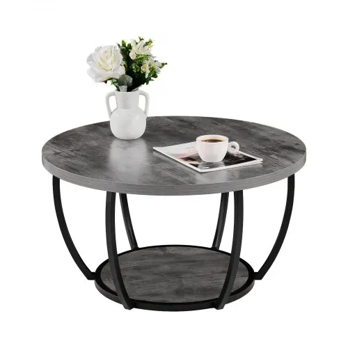 VEVOR Couchtisch Beistelltisch, zweistufiger runder Beistelltisch Sofatisch mit robustem Metallgestell & offenem Stauraum & 34,9 kg Tragkraft, minimalistischer Wohnzimmertisch Kaffeetisch Grau VEVOR Couchtisch Beistelltisch, zweistufiger runder Beistelltisch Sofatisch mit robustem Metallgestell & offenem Stauraum & 34,9 kg Tragkraft, minimalistischer Wohnzimmertisch Kaffeetisch Grau