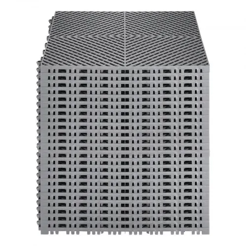 VEVOR ineinandergreifende Drainagematte, 15,7 x 15,7 Zoll, modulares ineinandergreifendes Kissen, 24-teiliges Spleiß-Drainagematten, rutschfeste graue PP-Drainage-Bodenfliesen und Duschmatte, für Garage, Garten, Küche und Außenbereich – Bild 8