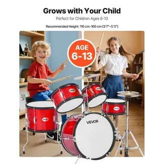 VEVOR Schlagzeug Set, 5-teilig, Drum Kit für Anfänger, inkl. Basstrommel, Snare, Tomtoms, Standtom, Crash-Becken, Hi-Hat mit Ständer, Musik-Lern-Instrumentenset, für Kinder von 6–13 Jahren (rot) VEVOR Schlagzeug Set, 5-teilig, Drum Kit für Anfänger, inkl. Basstrommel, Snare, Tomtoms, Standtom, Crash-Becken, Hi-Hat mit Ständer, Musik-Lern-Instrumentenset, für Kinder von 6–13 Jahren (rot)
