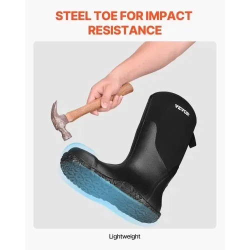 VEVOR Gummistiefel mit Stahlkappe für Herren, Schutzschuhe, wasserdichte Regen-Angelstiefel, rutschfeste Arbeitsschuhe für den Außenbereich, für Fertigung, Bau, Landwirtschaft, Größe 12 US – Bild 2