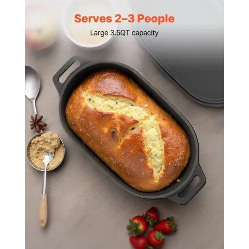 VEVOR Schmortopf aus emailliertem Gusseisen, 3,31 L Dutch Oven zum Backen von Sauerteigbrot, robuster Kochtopf mit Deckel & Griffen, geeignet bis 260 °C, Brottopf Eintöpfen zum Kochen und Braten VEVOR Schmortopf aus emailliertem Gusseisen, 3,31 L Dutch Oven zum Backen von Sauerteigbrot, robuster Kochtopf mit Deckel & Griffen, geeignet bis 260 °C, Brottopf Eintöpfen zum Kochen und Braten