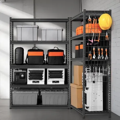 VEVOR Lagerregale, 1134 kg, 5-stufiges Schwerlastregal für die Garage, 457,2 x 1219,2 x 1828,8 mm, verstellbares Garagenregal für Industrieregale, Kellerregal, für Küche, Lager, Keller, schwarz – Bild 7