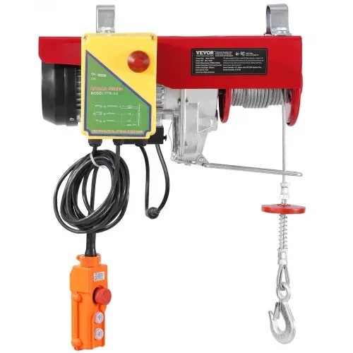 VEVOR Elektrische Seilwinde, 1000 kg, Motorwinde mit 100 m kabelloser und 4,2 m kabelgebundener Fernbedienung, 12 m Hubhöhe mit Einzelkabel, Einzel-/Doppelschlingen, Hebezeug für Garage, Lager, Fabrik – Bild 9