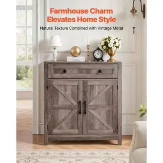VEVOR Küchenschrank, Sideboard mit Schublade & 2 Scheunentüren, Buffetschrank für Wohnzimmer, Esszimmer Eingangsbereich, Flur, Küche, 75×37,5×80 cm, Landhausstil, Grau VEVOR Küchenschrank, Sideboard mit Schublade & 2 Scheunentüren, Buffetschrank für Wohnzimmer, Esszimmer Eingangsbereich, Flur, Küche, 75×37,5×80 cm, Landhausstil, Grau