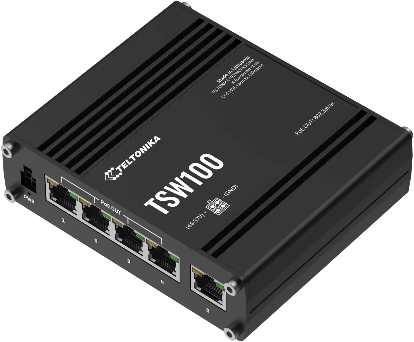 Teltonika · Switch · TSW100 · 5 Port Gigabit Industrial unmanaged POE Switch – Bild 3