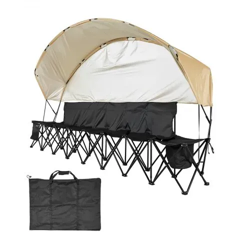 VEVOR tragbare Mannschaftsbank Sitzbank Campingbank (6 Personen) mit Seitentaschen & Tragetasche & Sonnenschutzdach, Klappbank mit Rückenlehne, Seitenbank für Fußball Baseball Outdoor Schwarz – Bild 8