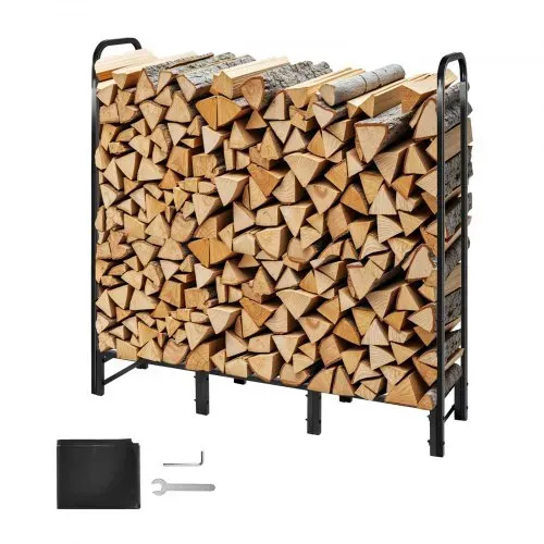 VEVOR Metall Kaminholzregal, 122x32x118 cm Brennholzregal, Kaminholzunterstand, max. Tragkraft 181 kg, Feuerholzregal, Kaminholzlager, Stapelhilfe für Veranden, Terrassen, Gärten – Bild 8
