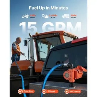 VEVOR Kraftstoffpumpe, 12 V DC, 57 L/min, Dieselpumpen-Set aus Gusseisen, mit manueller Düse, Förderschlauch, Überhitzungsschutz, Stromkabel, explosionsgeschützt, für Benzin, Diesel & Kerosin VEVOR Kraftstoffpumpe, 12 V DC, 57 L/min, Dieselpumpen-Set aus Gusseisen, mit manueller Düse, Förderschlauch, Überhitzungsschutz, Stromkabel, explosionsgeschützt, für Benzin, Diesel & Kerosin