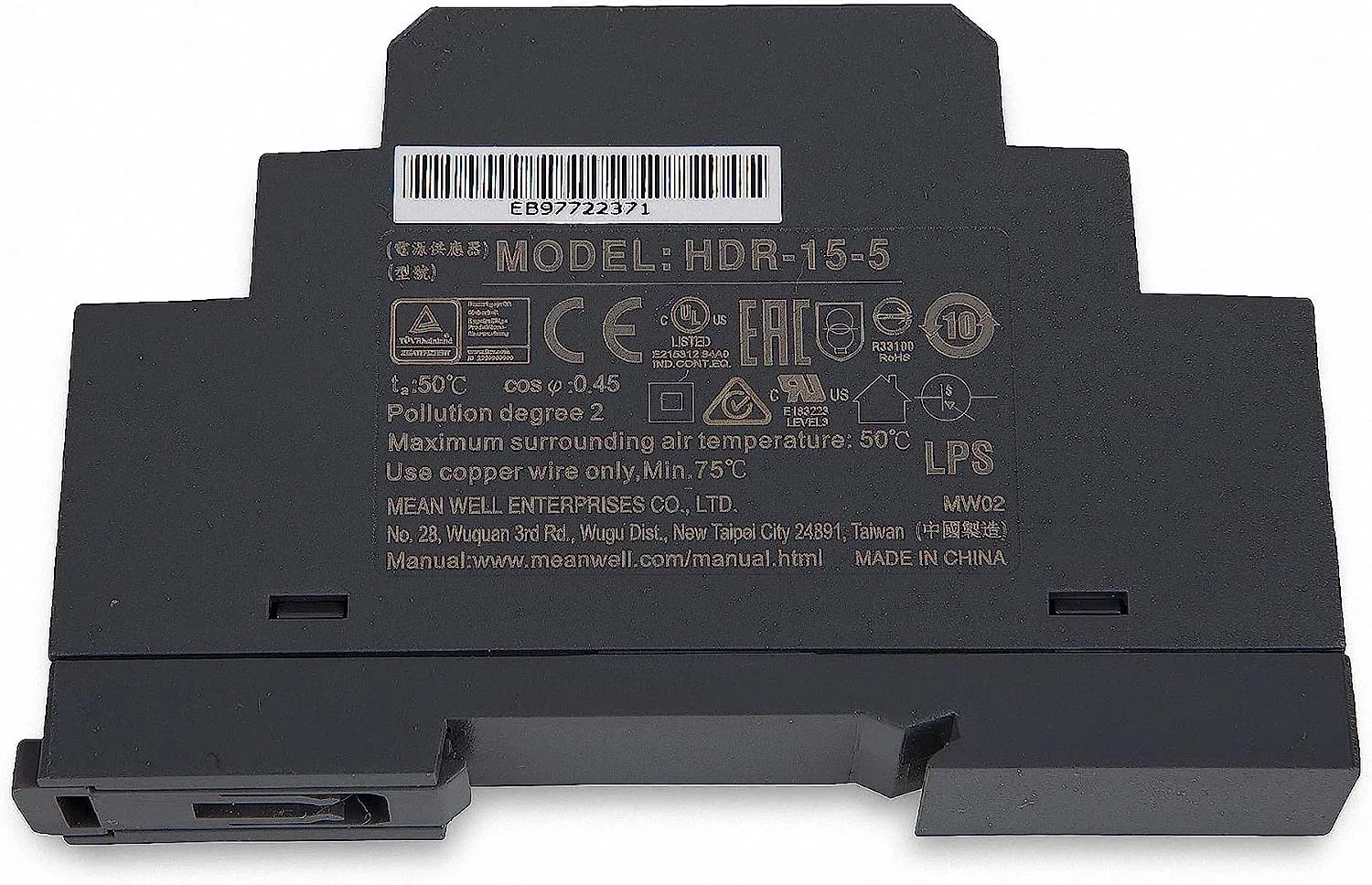 MEAN WELL Netzteil – 5V / 2,4A 12W MEAN WELL Hutschiene HDR-15-5 MEAN WELL Netzteil – 5V / 2,4A 12W MEAN WELL Hutschiene HDR-15-5