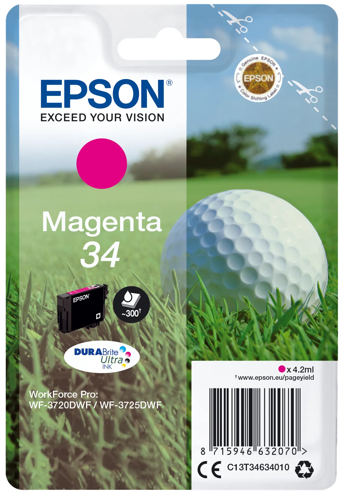 Epson Golf ball Singlepack Magenta 34 DURABrite Ultra Ink Epson Golf ball Singlepack Magenta 34 DURABrite Ultra Ink