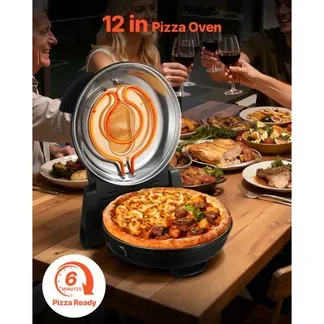 VEVOR Pizzaofen elektrischer Pizzamaker 1200 W Pizzakocher mit Cordieritstein, 5-stufige Temperaturregelung, Sichtfenster für präzises Kochen, erhitzt bis zu 420 °C, Backofen für Zuhause schwarz VEVOR Pizzaofen elektrischer Pizzamaker 1200 W Pizzakocher mit Cordieritstein, 5-stufige Temperaturregelung, Sichtfenster für präzises Kochen, erhitzt bis zu 420 °C, Backofen für Zuhause schwarz
