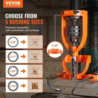 VEVOR Stemmvorsatz für Bohrmaschine, 4 Modellbohrer, Vierkantlochmeißel-Set, Tischbohrer-Positionierungsset, Stemm- und Zapfenwerkzeuge mit 5 Buchsen, für Holzbearbeitungs-Stemm-Zapfenbohrmaschine VEVOR Stemmvorsatz für Bohrmaschine, 4 Modellbohrer, Vierkantlochmeißel-Set, Tischbohrer-Positionierungsset, Stemm- und Zapfenwerkzeuge mit 5 Buchsen, für Holzbearbeitungs-Stemm-Zapfenbohrmaschine