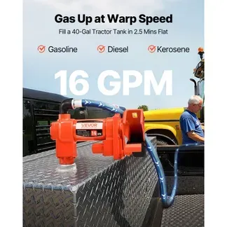 VEVOR Kraftstoff Umfüllpumpe, 12 V DC, 60,5 L/min, 1/4 PS, Diesel-Transferpumpe mit manueller Düse, Auslass- & Saugschlauch, für Benzin, Kerosin, Ethanol-Mischungen, Methanol, Biodiesel VEVOR Kraftstoff Umfüllpumpe, 12 V DC, 60,5 L/min, 1/4 PS, Diesel-Transferpumpe mit manueller Düse, Auslass- & Saugschlauch, für Benzin, Kerosin, Ethanol-Mischungen, Methanol, Biodiesel
