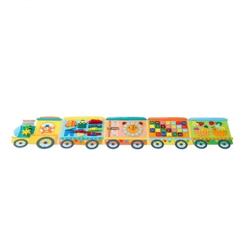 VEVOR Montessori Busy Board 14-in-1 Faltbares Wandmotorikbrett Zugthema, Aktivitätsbrett zur Bildung & Frühe Entwicklung für Kinder, Filzstoff, mit Buchstaben Früchten, Gemüse Uhr & Lernelementen – Bild 9