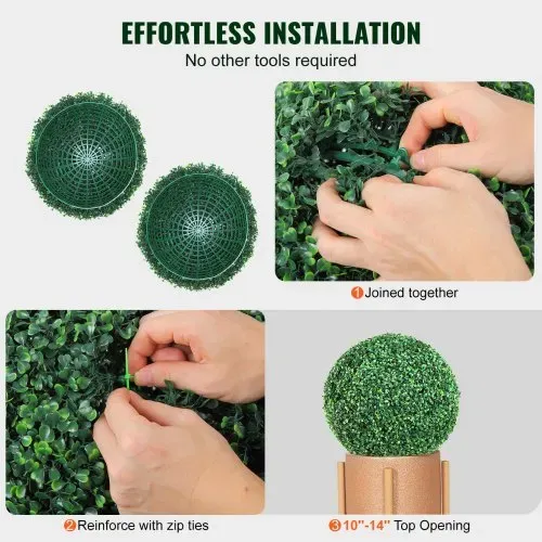 VEVOR 2x Buchsbaumkugel Künstlich Ø40,6cm Garten Deko Buchsbaum Kugel künstlich Buchskugel Kunstpflanze aus PE, Holz, PP inkl. 4 Stk. Dekorative Schmetterlinge und 10 Stk. Ersatzblätter – Bild 4