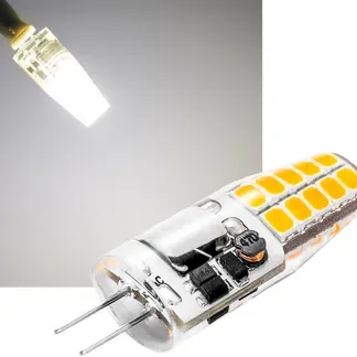 LED Stiftsockellampe G4 “Silikon W2” 4200k, 220lm, 300°, 12V/2W, neutralweiß LED Stiftsockellampe G4 “Silikon W2” 4200k, 220lm, 300°, 12V/2W, neutralweiß