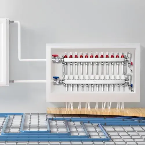 VEVOR 12-Abzweig-Wärmeverteilungsverteiler, 1/2-Zoll-PEX-Rohrverteiler, Edelstahl-PEX-Verteiler für hydronische Fußbodenheizung, Wärmeverteilungs-PEX-Verteilersatz mit 1/2-Zoll-Adaptern im Lieferumfang enthalten – Bild 7