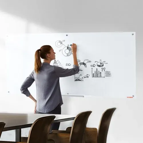 VEVOR Magnetisches Glas-Whiteboard, Wandtafel Trocken Abwischbare Tafel 1829 x 915 cm, Wandmontiertes Weißes Glasboard ohne Rahmen, mit Stiftablage, einem Radiergummi& 2 Stiften, Magnettafel Weiß – Bild 6