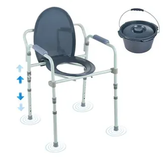 VEVOR Toilettenstuhl, Nachtkommode mit Breiterem Toilettensitz, 7-stufig Höhenverstellbar 44-59 cm, Abnehmbarer 5,8-Liter-Eimer, Einfach zu Montieren, 158,8 kg Kapazität, Erhöhter Toilettensitz VEVOR Toilettenstuhl, Nachtkommode mit Breiterem Toilettensitz, 7-stufig Höhenverstellbar 44-59 cm, Abnehmbarer 5,8-Liter-Eimer, Einfach zu Montieren, 158,8 kg Kapazität, Erhöhter Toilettensitz