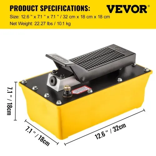 VEVOR Lufthydraulikpumpe Fußpumpe 10000 PSI, 2,3 L Hydraulikpumpe mit Schlauch und Spritzpistole, 700 kg/cm² Einstellbarer Druck und 0,7-1 Bereich für das Aufrüsten und Bewegen von schweren Maschine – Bild 6