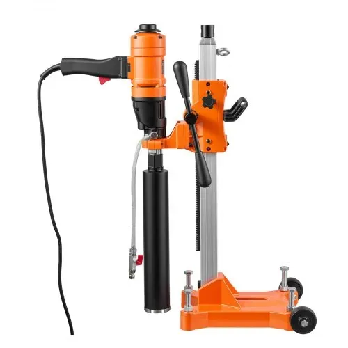 VEVOR Diamant Kernbohrmaschine 1500 W Kernbohrgerät Trocken/Nass max. 200 mm, für Beton Keramikfliesen Ziegel Asphalt Marmorböden, 4 Bohrer, 2-in-1 Hand-/Stativgerät, 1000/2300 U/min, UNC1 1/4–7 Gewinde – Bild 9