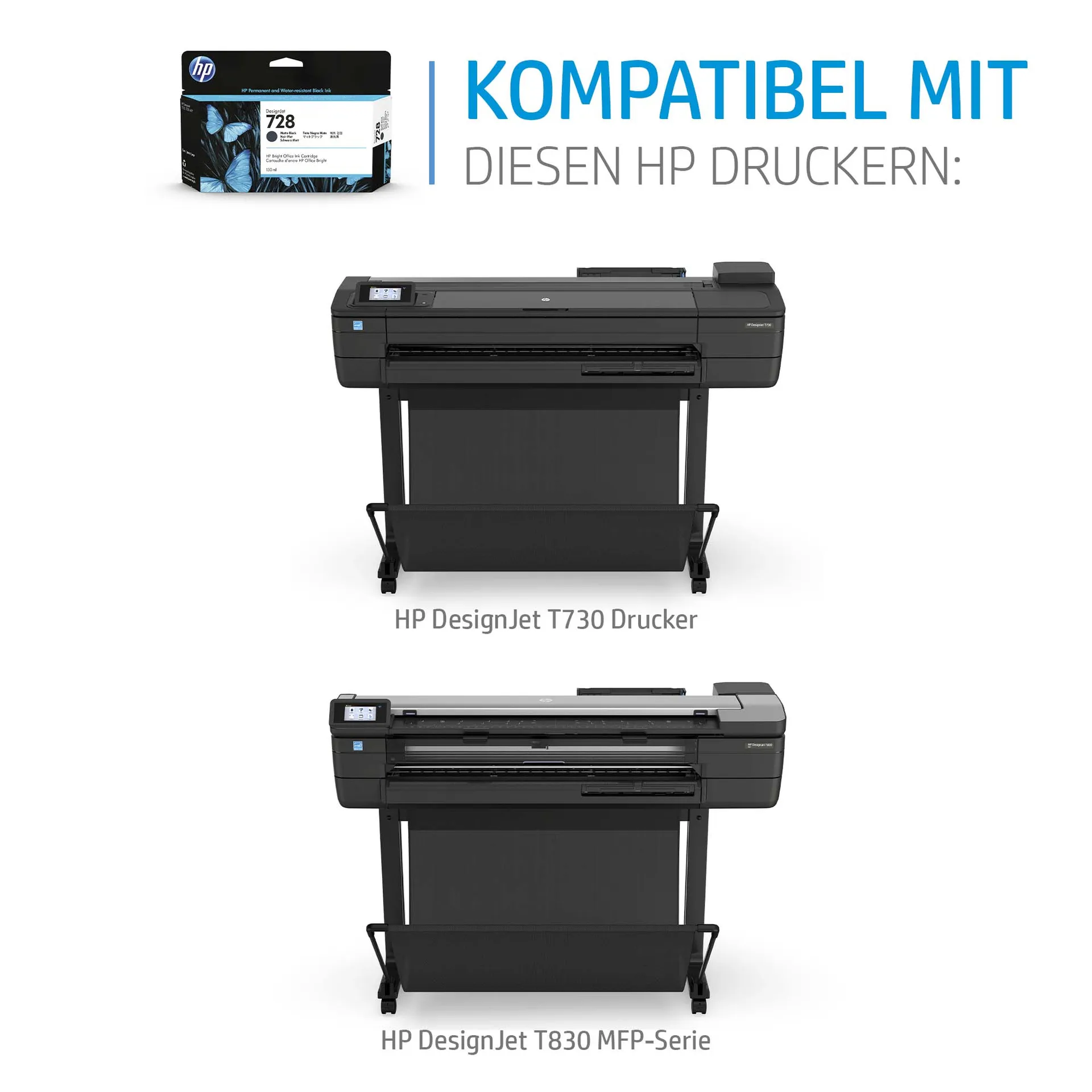 HP 728 Cyan DesignJet Druckerpatrone, 300 ml – Bild 2