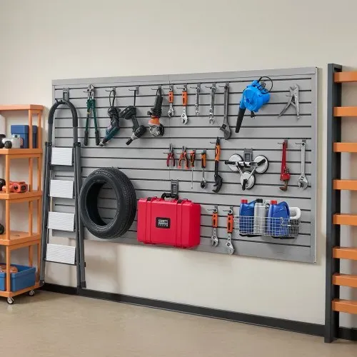 VEVOR Werkzeugwand 1225x2450x20 mm, PVC-Garagen-Lamellenwand mit Zubehör, 136 kg pro Platte, Lamellenwandpaneel mit Kupplungsstruktur und DIY-Zuschnitt, geeignet für Lagerung & Präsentation – Bild 7