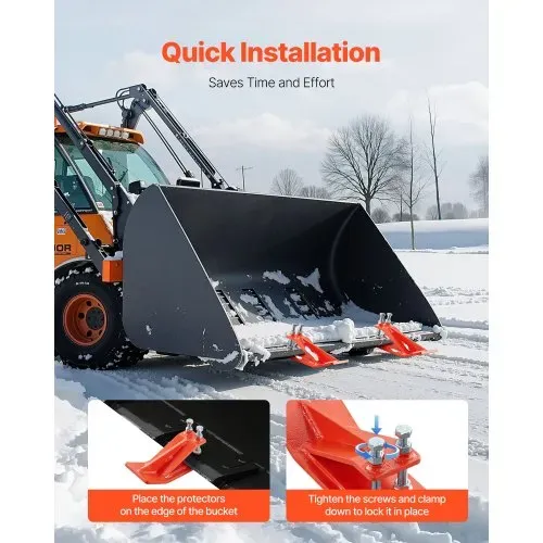 VEVOR Traktorschaufelschutz, 2 Stk. schaufelkantenschutz aus Stahl, Anti-Rutsch-Vorrichtung mit doppelten Sechskant-Kontermuttern & -schrauben, für Schnee, Laubentfernung & Kiesstreuung (Orange) – Bild 4