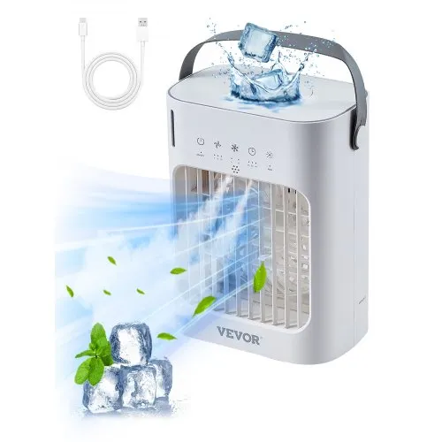 VEVOR Mobile Klimaanlage, 4-in-1-Luftkühler, 3-Gang-Mini-Aircooler mit 0-7-Stunden-Smart-Timer, 700-ml-Wassertank, 7-Farben-Licht, persönlicher Mini-Schreibtisch-AC-Ventilator für Schlafzimmer, Büro VEVOR Mobile Klimaanlage, 4-in-1-Luftkühler, 3-Gang-Mini-Aircooler mit 0-7-Stunden-Smart-Timer, 700-ml-Wassertank, 7-Farben-Licht, persönlicher Mini-Schreibtisch-AC-Ventilator für Schlafzimmer, Büro