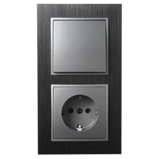 Schalter und Steckdosen Set McPower Flair “Tür 2-fach-Style“ Aluminiumrahmen Schalter und Steckdosen Set McPower Flair “Tür 2-fach-Style“ Aluminiumrahmen