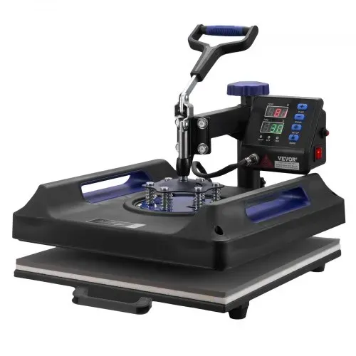 VEVOR Hitzepresse, 15 x 15 Zoll, 5-in-1-Wärmeübertragungsmaschine mit 30-oz-Tumbler-Presse, 360° wegschwenkbares digitales T-Shirt-Pressen, Teflonbeschichtung, für T-Shirts/Tassen/Hüte/Teller, Schwarz+Blau – Bild 9