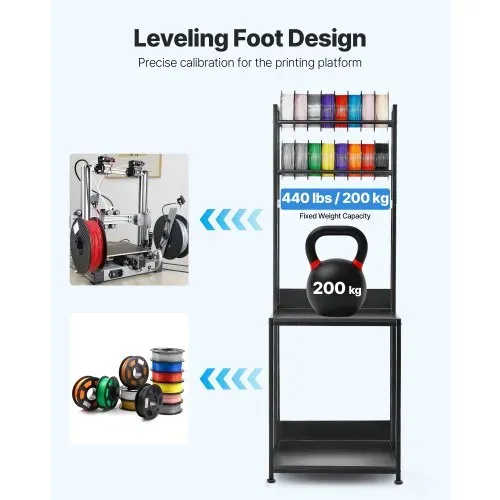 VEVOR 4-stöckiges mobiles Filament-Aufbewahrungsregal, 3D-Drucker-Filament-Aufbewahrungsregal, Filamentspulenhalter auf Rädern, Organizer-Ständer für 3D-Druckstudio – Bild 3