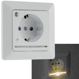 MILOS Schutzkontakt-Steckdose mit LED weiß matt, 250V~/ 16A, Licht mit Sensor MILOS Schutzkontakt-Steckdose mit LED weiß matt, 250V~/ 16A, Licht mit Sensor
