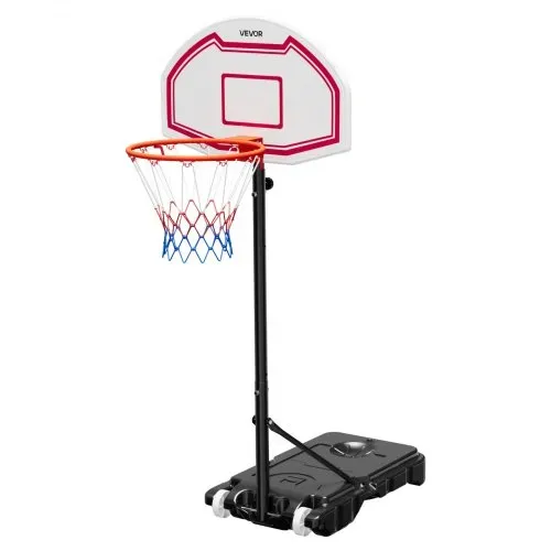 VEVOR tragbarer Basketballständer, 1,6 bis 2,1 m höhenverstellbarer Basketballkorb, verstellbare Basketballanlage mit Nylonnetz & Rollen, tragbares Backboard-Set für Terrassen Poolrand – Bild 8