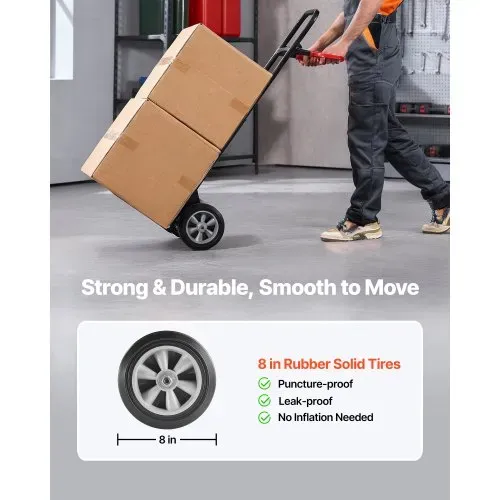 VEVOR Sackkarre, 272 kg Tragkraft, Transportkarre 480x460x1200mm, tragbarer Rollwagen mit Zurrgurt, Transportroller, Stapelkarre, Transportwagen für Hause, Büro, Lager, Supermarkt – Bild 2