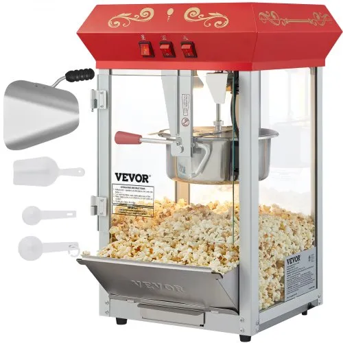 VEVOR Popcornmaschine Popcornautomat Popcorngerät 850 W, 8 oz Kessel für 48 Tassen pro Ladung, Popcornmaschine für die Arbeitsplatte mit gehärtetem Glas, inklusive 4 Schaufeln Maschine mit Kino-Stil VEVOR Popcornmaschine Popcornautomat Popcorngerät 850 W, 8 oz Kessel für 48 Tassen pro Ladung, Popcornmaschine für die Arbeitsplatte mit gehärtetem Glas, inklusive 4 Schaufeln Maschine mit Kino-Stil