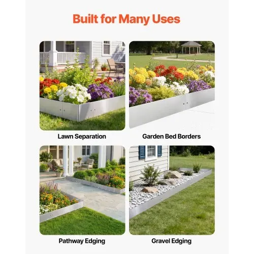 VEVOR Rasenkante, 10er-Pack, 100x23 cm Beeteinfassung, Cortenstahl Beetumrandung mit 11 Verbindungsplatten, Beetbegrenzung Rasenbleche Mähkante Metall Gartenpalisade für Blumenbeete & Gartenwege – Bild 5
