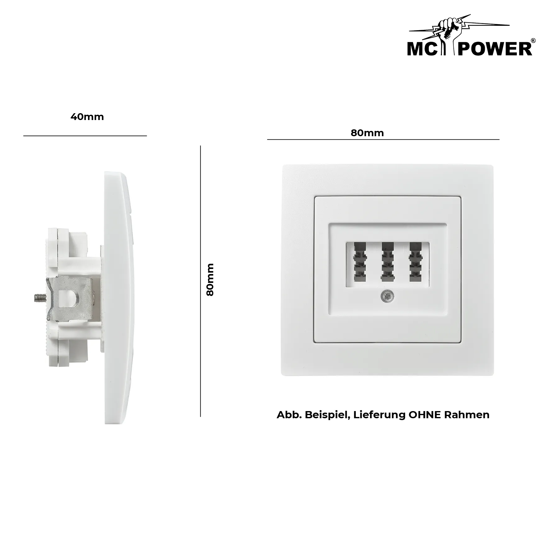 TAE-NFN-Anschlussdose McPower ''Flair'' UP, weiß, 3x 6-polig – Bild 3