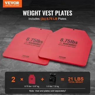 VEVOR Gewichtsplatten für Gewichtswesten 8 kg Set (2 x 4 kg), Flache Gewichtswestenplatten für WODs & Funktionelles Training, Ergonomisches Zusatzgewicht für Krafttraining, Laufen und Fitness, Rot VEVOR Gewichtsplatten für Gewichtswesten 8 kg Set (2 x 4 kg), Flache Gewichtswestenplatten für WODs & Funktionelles Training, Ergonomisches Zusatzgewicht für Krafttraining, Laufen und Fitness, Rot