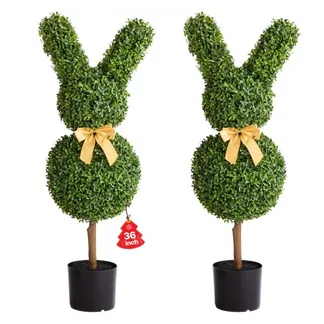 VEVOR Künstlicher Formschnittbaum in Hasenform, 2er-Set, 914 mm, Kunst-Buchsbaumkugel, einfache Montage für Dekoration, Veranda, Außenterrasse, Garten, Balkon, Hinterhof, Innenbereich VEVOR Künstlicher Formschnittbaum in Hasenform, 2er-Set, 914 mm, Kunst-Buchsbaumkugel, einfache Montage für Dekoration, Veranda, Außenterrasse, Garten, Balkon, Hinterhof, Innenbereich