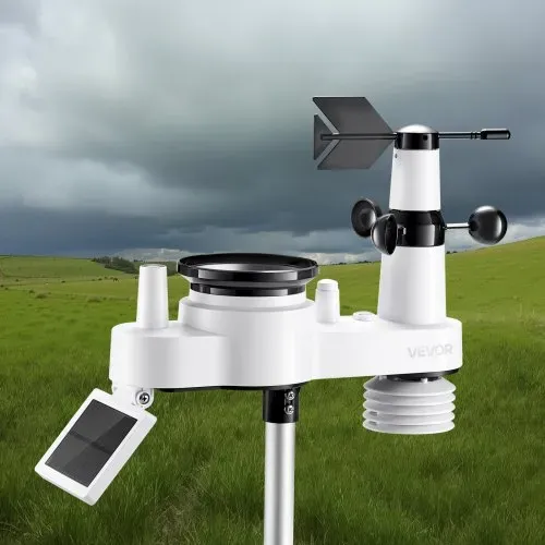 VEVOR 7-in-1-Wetterstation Funk, 7,5-Zoll-Display, solarbetriebener Außensensor, Regenmesser, für Wettervorhersage, Temperatur, Luftfeuchtigkeitsmesser, Windgeschwindigkeit & -richtung (kein WLAN) – Bild 7