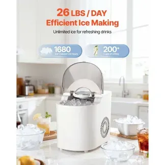 VEVOR Tisch-Eiswürfelmaschine, 7 Eiswürfel in 6 Minuten, 11,8 kg pro Tag, selbstreinigendes Gerät mit Eisschaufel, Eiswürfelmaschine mit 2 Größen von Kugeleis für Zuhause Küche, Büro Bar Party VEVOR Tisch-Eiswürfelmaschine, 7 Eiswürfel in 6 Minuten, 11,8 kg pro Tag, selbstreinigendes Gerät mit Eisschaufel, Eiswürfelmaschine mit 2 Größen von Kugeleis für Zuhause Küche, Büro Bar Party