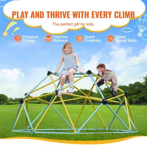 VEVOR Kletterkuppel 1,80 m hohes geometrisches Kletterkuppel-Spielzentrum für Kinder von 3 bis 9 Jahren, Klettergerüst 272 kg Tragfähigkeit, mit Klettergriff, Spielgerät Hinterhof Garten – Bild 2