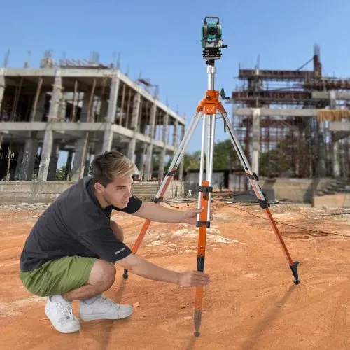 VEVOR Laser-Wasserwaagen-Stativ, 5/8"-11-Gewindehalterung, 45,07-114,37 Zoll Höhenverstellung, robustes Vermessungsstativ, mit Wasserwaage und Diffusionsbegrenzer, anhebbare, rutschfeste Füße für den Bau – Bild 7
